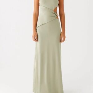 Peppermayo One Shoulder Dress in Light Green